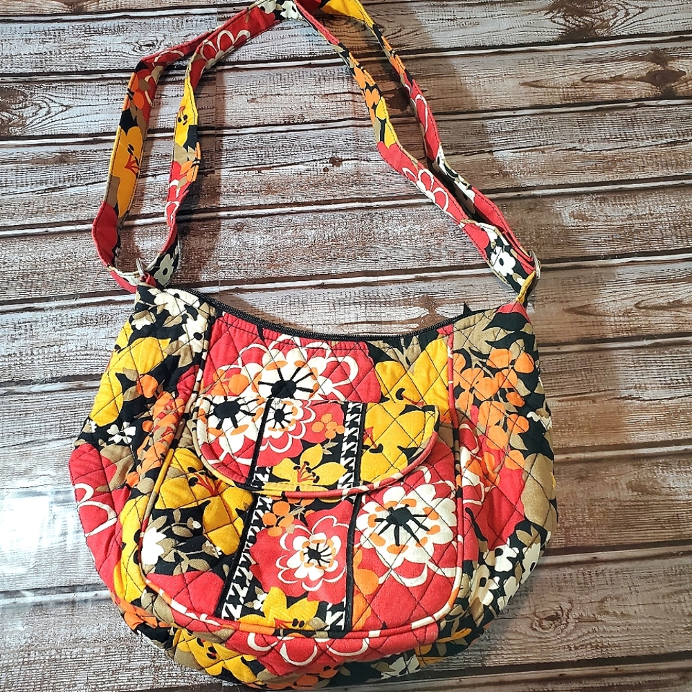 Vera Bradley Quilted Floral Crossbody Purse in Warm Colors EUC